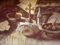 Kamila Januszko, 17 lat, Młodzieżowy Dom Kultury nr 2, Tychy, pastel suchy: „Stół Wielkanocny”.